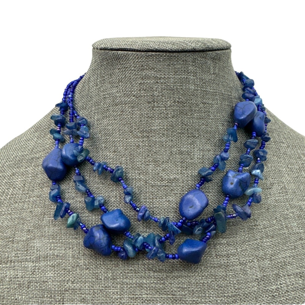 Vintage Lapis Lazuli Necklace Southwestern Native Navajo Nugget Chunk Chip 18"